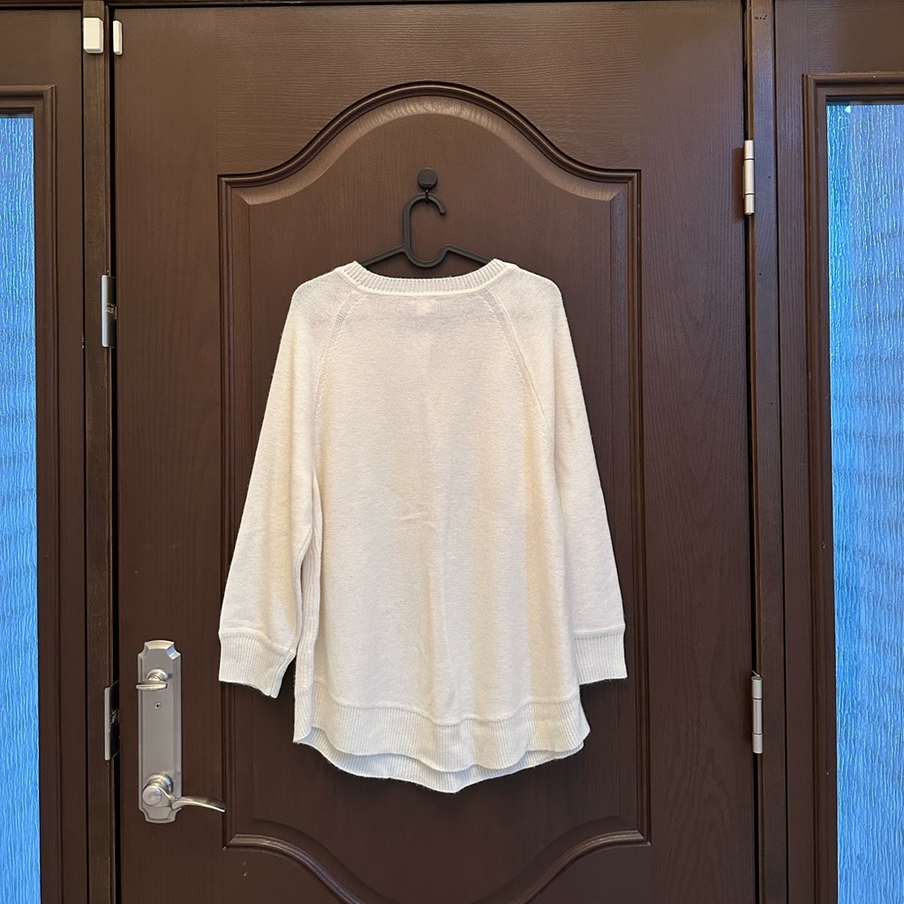 J.Crew Merino Wool Blend Waffle Knit Sweater Cream Size M NWT - Picture 2 of 5